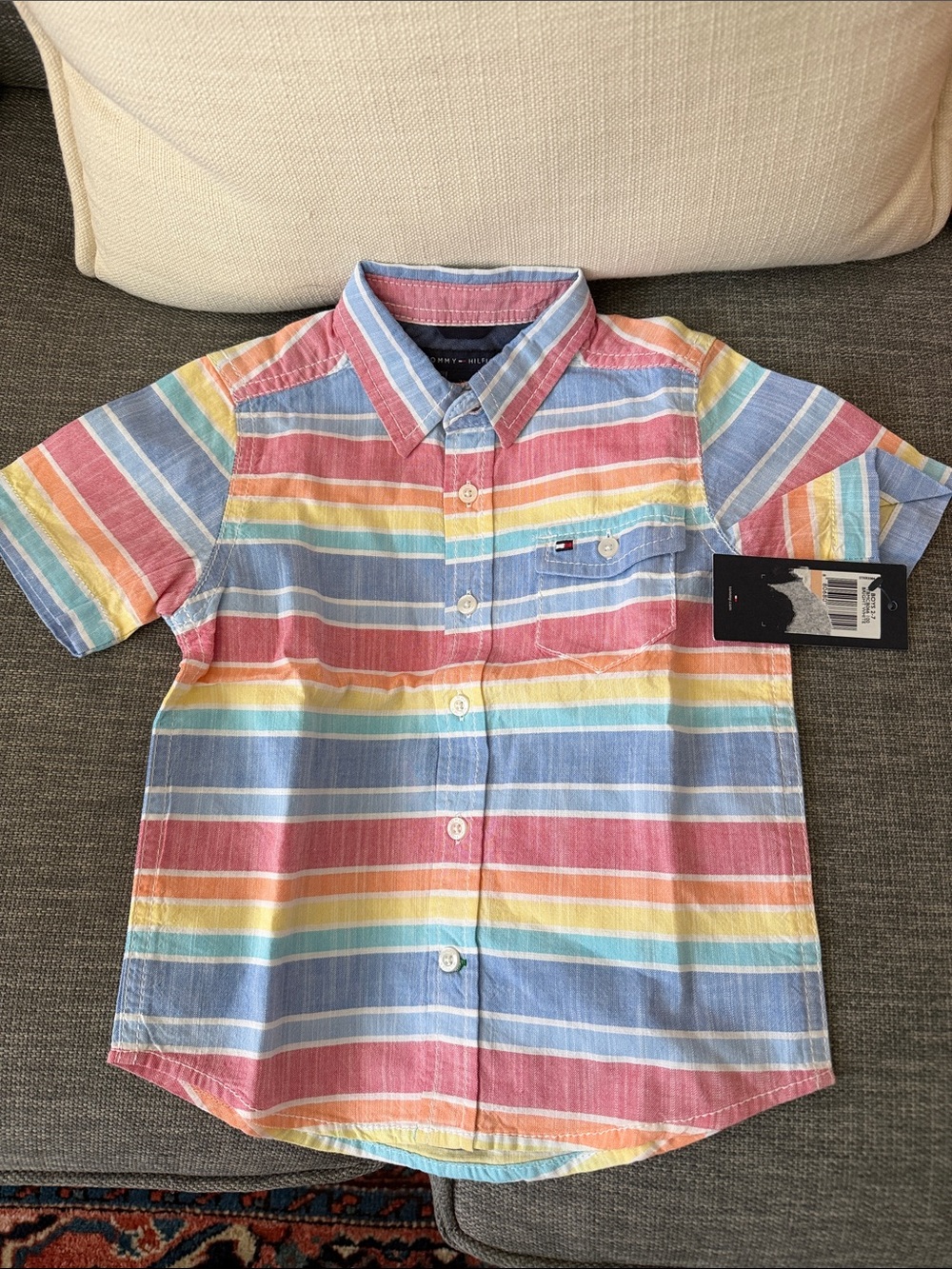 Tommy Hilfiger Multicolor Stripe Short-Sleeve Button-Down Shirt Toddler 2T NWT